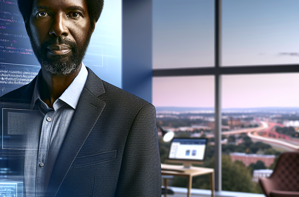 Business leader in Northern Virginia reflecting on AI and education in a modern office setting